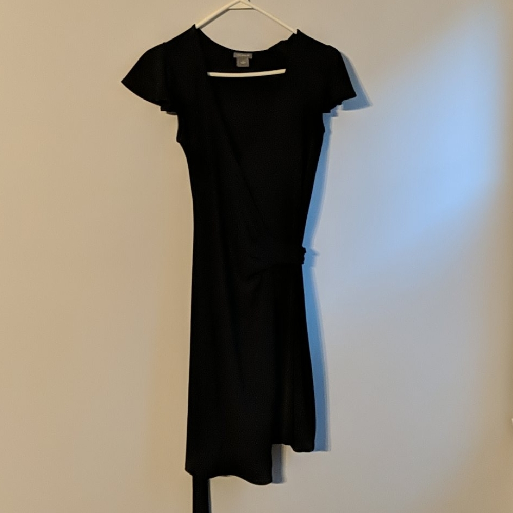 Black v-neck wrap dress